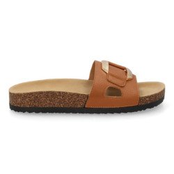 Sandalias planas cómodas elegantes para mujer color camel VR5-1756