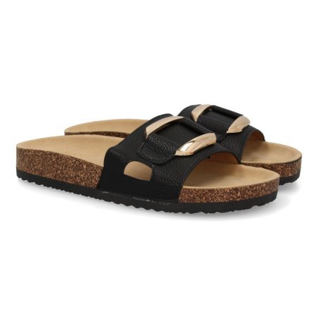 Sandalias planas cómodas elegantes para mujer color negro VR5-1756