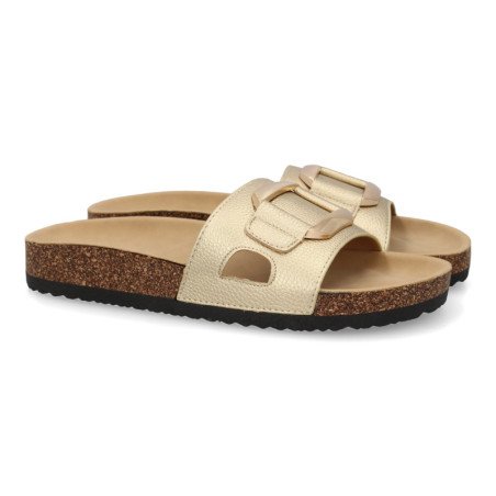 Sandalias planas doradas cómodas elegantes mujer VR5-1756