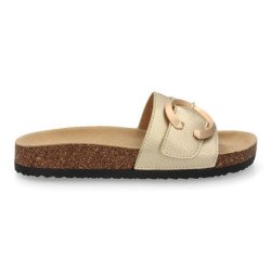 Sandalias planas cómodas bio en pala para mujer color oro VR5-1757