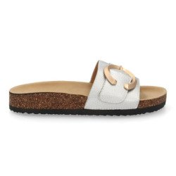 Sandalias plateadas planas cómodas diseño para mujer VR5-1757