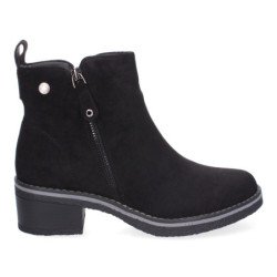 Botines de tacón bajo elegantes cómodos para mujer color negro VRA-1000