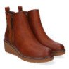 Botines de cuña cómoda cremallera para mujer color cuero VRA-1066