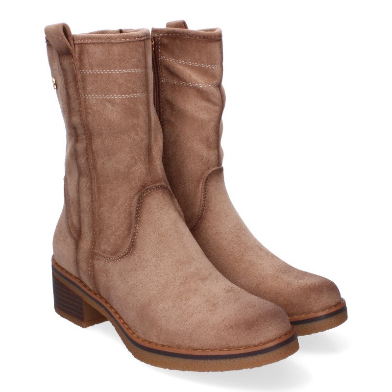 Botines planos cómodos para mujer punta color beige VRA-1071