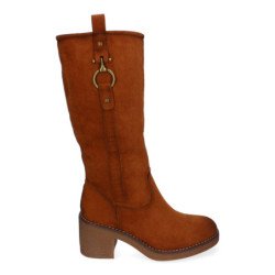 Botas de tacón medio cómodo elegantes para mujer color cuero VRA-1080