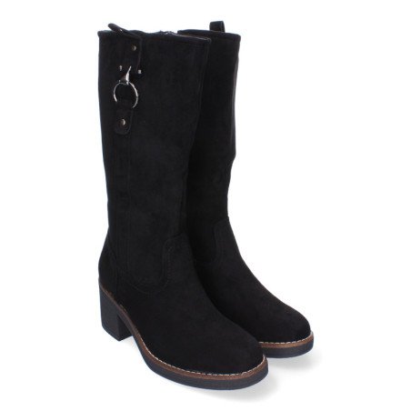 Botas de tacón medio cómodo elegantes para mujer color negro VRA-1080