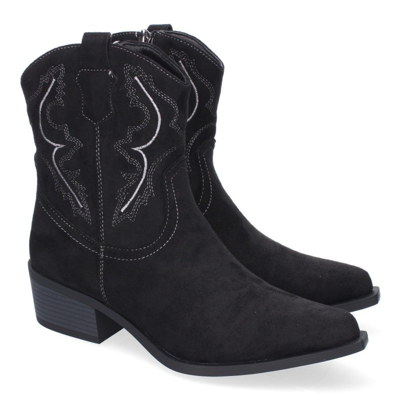 Botines estilo campero cómodo para mujer color negro VRA-1160