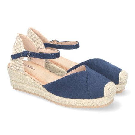 Sandalias de cuña baja en yute para mujer color marino VRA-695
