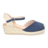 Sandalias de cuña baja en yute para mujer color marino VRA-695