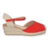 Sandalias de cuña baja en yute para mujer color rojo VRA-695