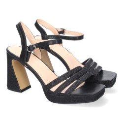 Sandalias de tacón medio fiesta para mujer color negro W18-55