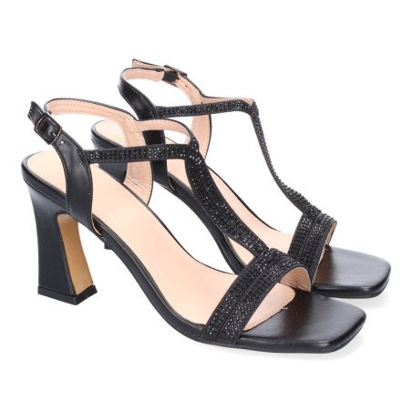 Sandalias de tacón medio fiesta para mujer color negro W18-79