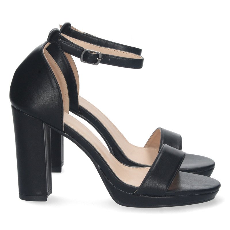 Sandalias de tacón para vestir cierre ankle strap mujer negro