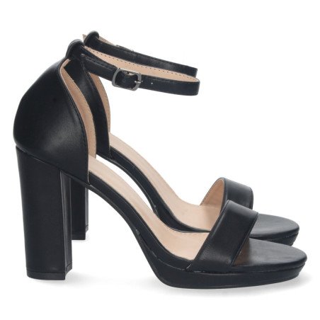 Sandalias de tacón para vestir cierre ankle strap mujer negro