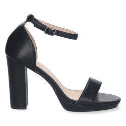 Sandalias de tacón para vestir cierre ankle strap mujer negro