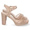 Sandalias doradas de vestir de tacón ancho material brillo mujer