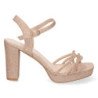 Sandalias doradas de vestir de tacón ancho material brillo mujer