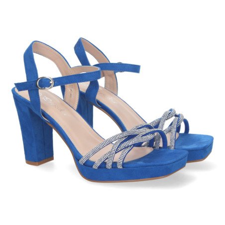 Sandalias de tacón para fiesta pala brillante mujer color azul WXL772