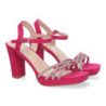 Sandalias de tacón para fiesta pala brillante mujer color fucsia WXL772