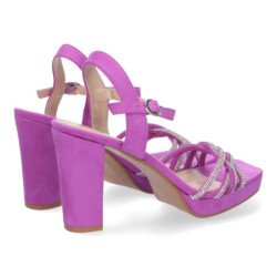 Sandalias de tacón para fiesta pala brillante mujer color lila WXL772