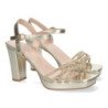 Sandalias doradas de tacón para fiesta pala brillante mujer WXL772