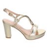 Sandalias doradas de tacón para fiesta mujer WXL811