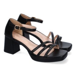 Sandalias de tacón comodo para fiesta mujer color negro WXL821
