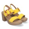 Sandalias de tacón y plataforma para mujer hebilla nacarada color amarillo XFH-785