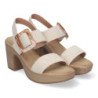 Sandalias de tacón y plataforma para mujer hebilla nacarada color beige XFH-785