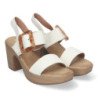 Sandalias de tacón y plataforma para mujer hebilla nacarada color blanco XFH-785