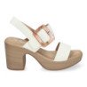 Sandalias de tacón y plataforma para mujer hebilla nacarada color blanco XFH-785
