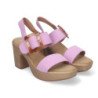 Sandalias de tacón y plataforma para mujer hebilla nacarada color lila XFH-785