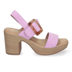 Sandalias de tacón y plataforma para mujer hebilla nacarada color lila XFH-785