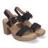 Sandalias de tacón y plataforma para mujer hebilla nacarada color negro XFH-785