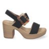 Sandalias de tacón y plataforma para mujer hebilla nacarada color negro XFH-785