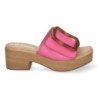 Zuecos de tacón y plataforma para mujer hebilla nacarada fucsia XFH783
