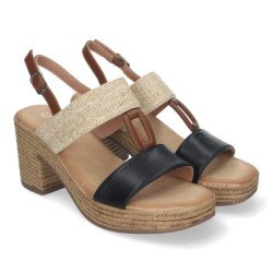 Sandalias de tacón y plataforma para mujer color negro XFH790
