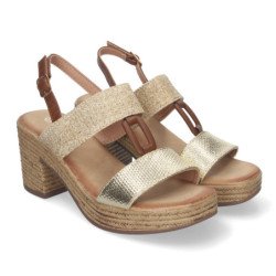 Sandalias doradas de tacón y plataforma para mujer XFH790