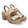 Sandalias doradas de tacón y plataforma para mujer XFH790