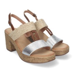 Sandalias plateadas de tacón y plataforma para mujer XFH790