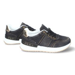 Zapatillas plataforma deportiva vaquera color negro para mujer XX-56