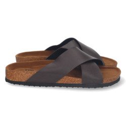 Sandalias planas de pala cruzada para hombre color marrón