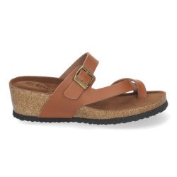 Sandalias de cuña bio estilo esclava para mujer color camel YF-87