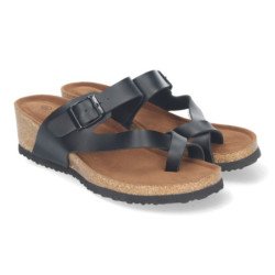Sandalias de cuña bio estilo esclava para mujer color negro YF-87