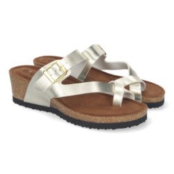 Sandalias doradas de cuña bio estilo esclava para mujer YF-87