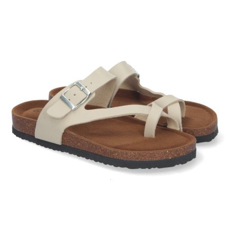 Sandalias planas bio estilo esclava para mujer color beige YF-88