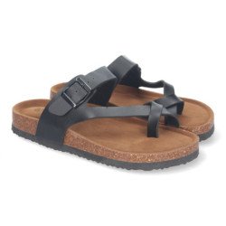 Sandalias planas bio estilo esclava para mujer color negro YF-88