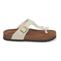 Sandalias planas bio cómodas esclavas para mujer color beige YF-89