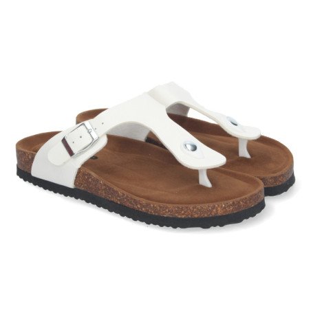 Sandalias planas bio cómodas esclava para mujer color blanco YF-89