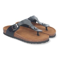 Sandalias planas bio cómodas esclava para mujer color negro YF-89